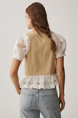 Puff-Sleeve Twofer Top | Anthropologie