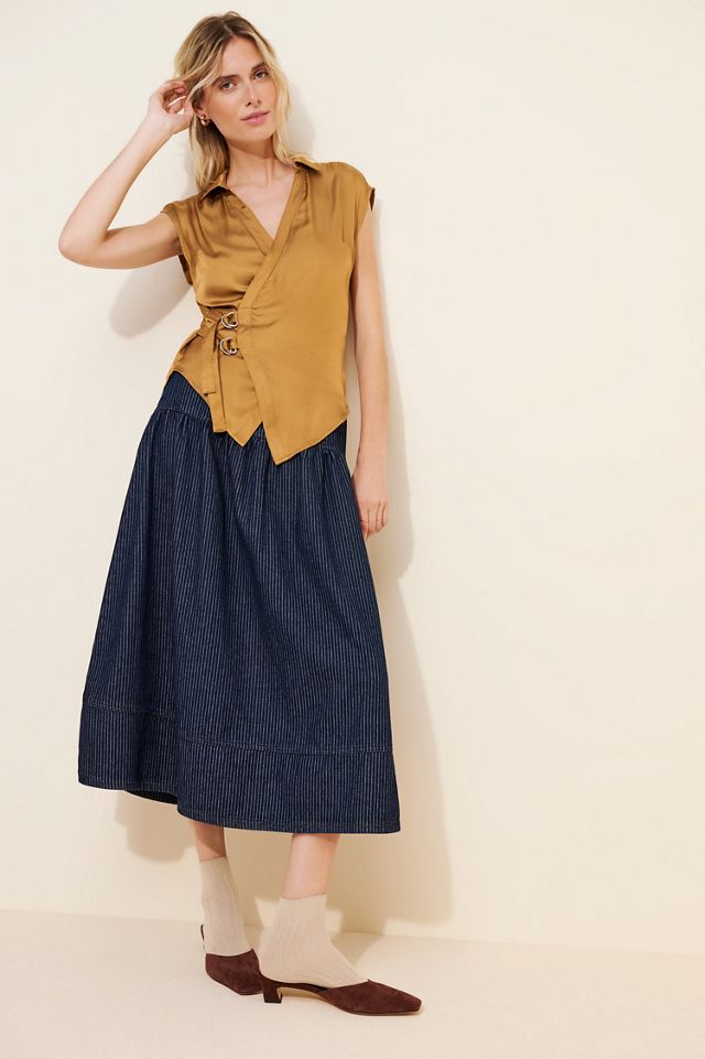 Pilcro Short Sleeve Sash Belt Wrap Top #4