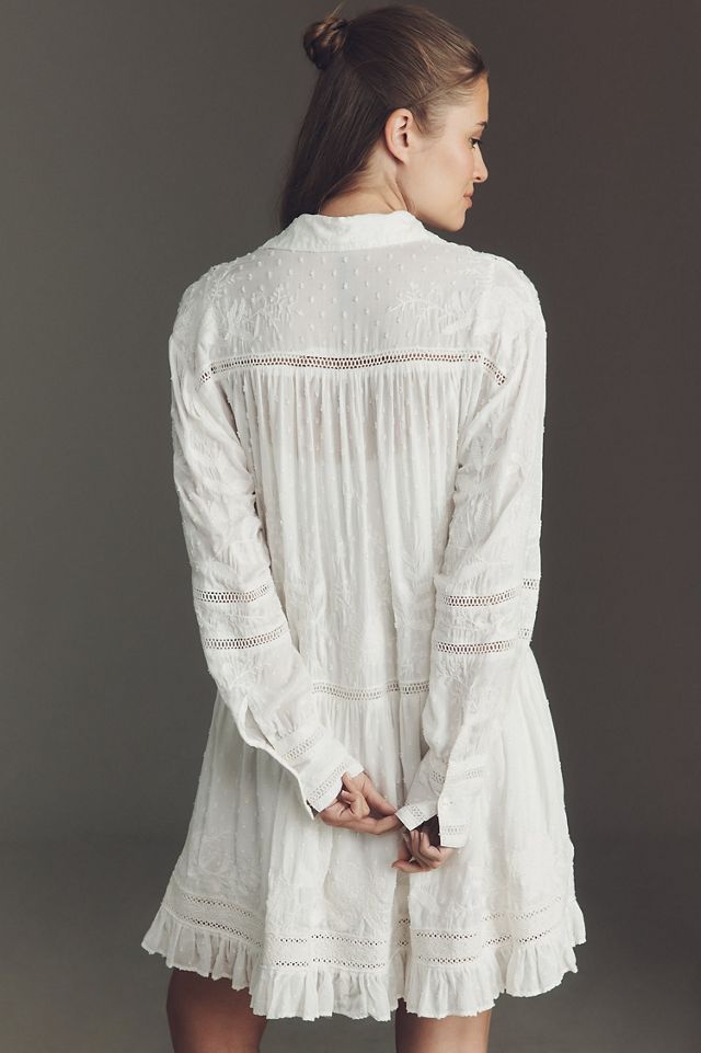 Embroidered Mini Shirt Dress | Anthropologie