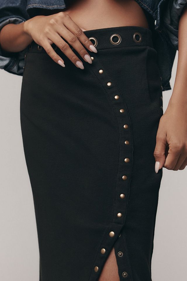 Hardware Ribbed Column Midi Skirt #2