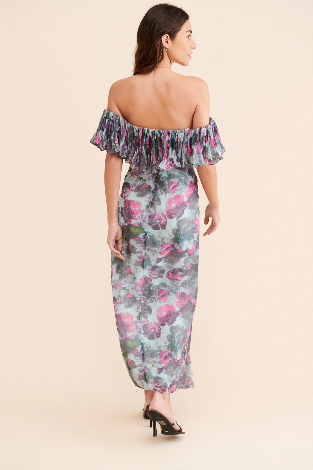 Hutch Off-The-Shoulder Ruffled Column Dress