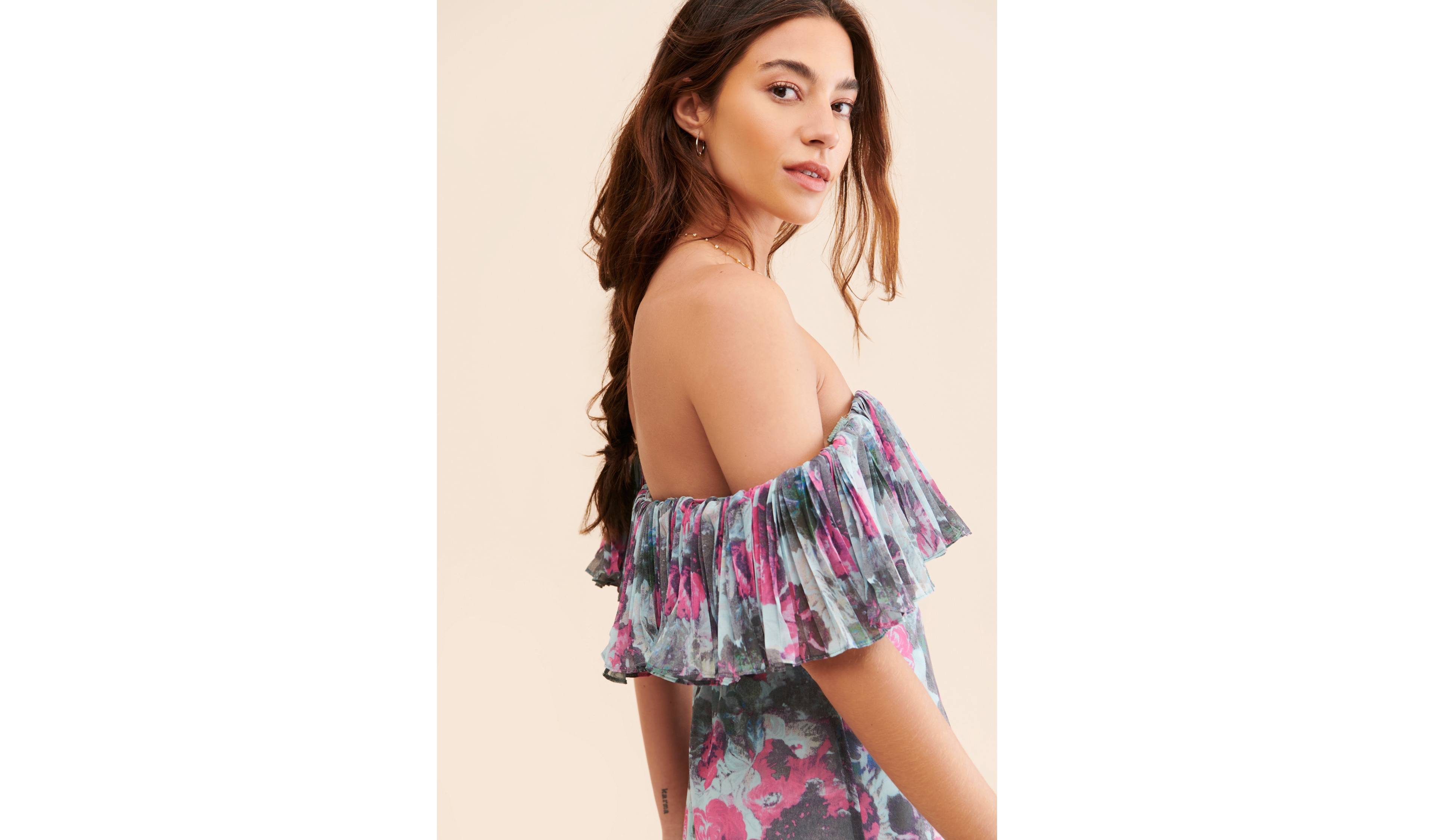 Hutch Off-The-Shoulder Ruffled Column Dress