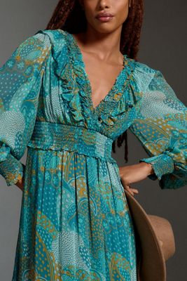 Odetta Ruffled V-Neck Dress