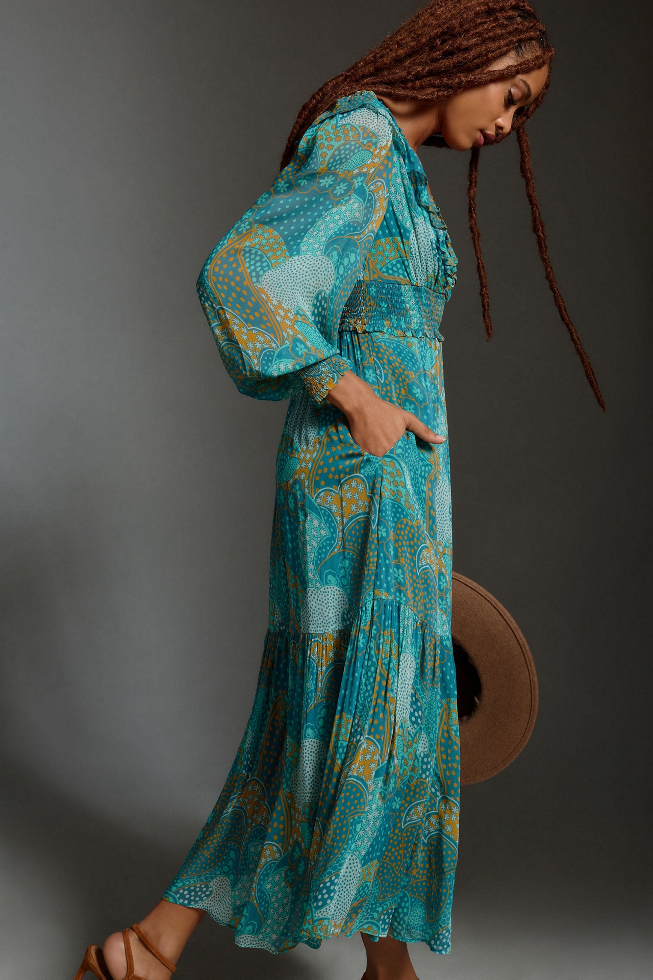 Odetta Ruffled V-Neck Dress