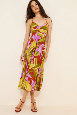 knee length dresses for ladies Blythe Floral Plisse Midi Dress  La Tre Clothing