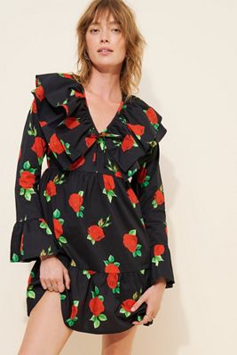 farm rio mermaid dress NWT Farm Rio x Anthropologie Mermaid Print Wrap Mini Dress XXS 2XS