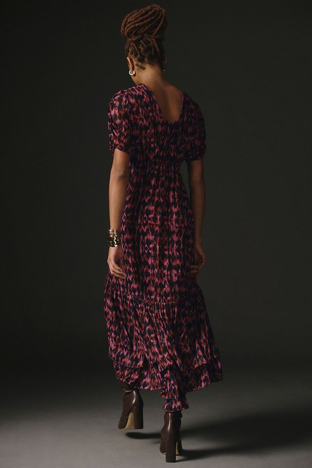 Printed Ruched-Sleeve Maxi Dress #2