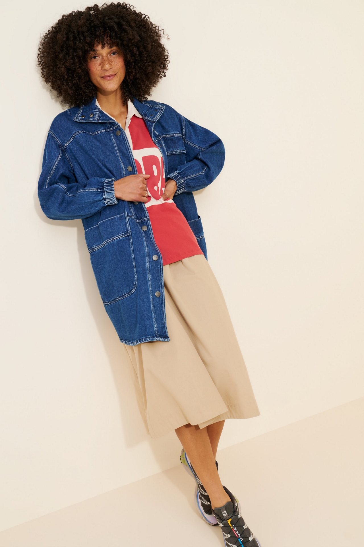 Pilcro Utility Denim Long Chore Jacket