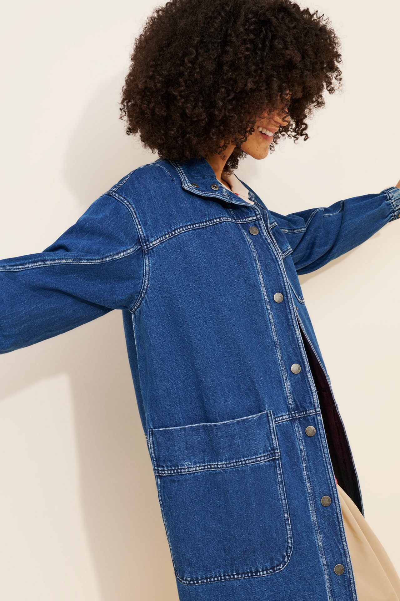 Pilcro Utility Denim Long Chore Jacket