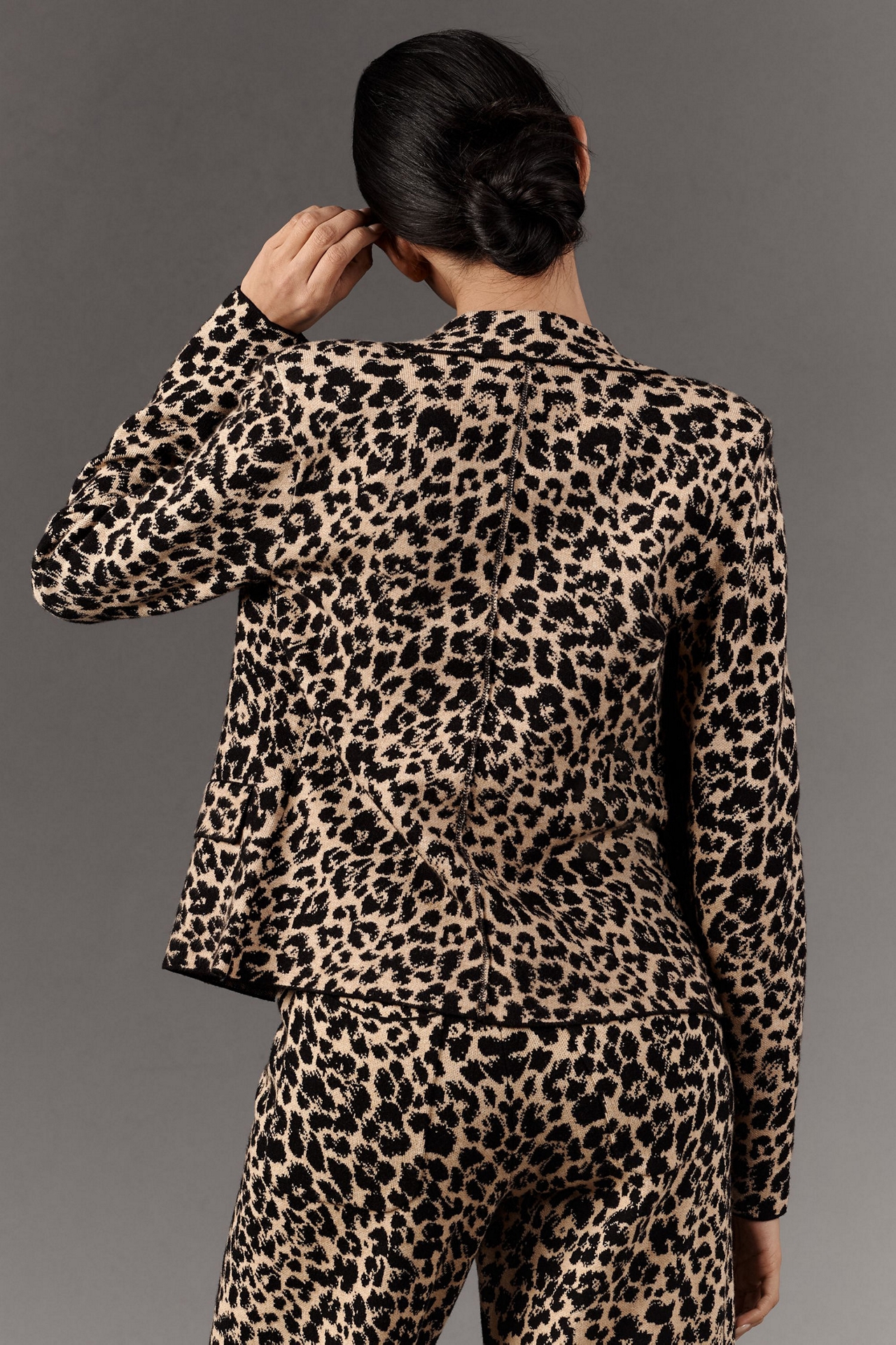 Maeve Animal Print Knit Blazer