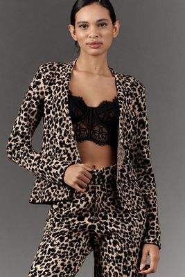 Maeve Animal Print Knit Blazer