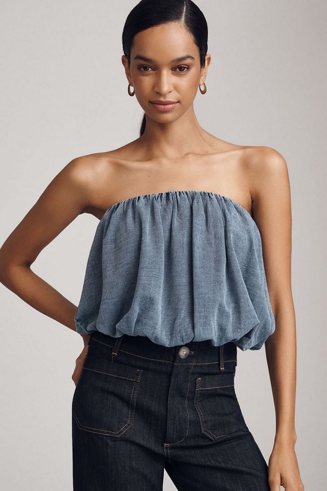 Pilcro Sleeveless Denim Bubble Top #3