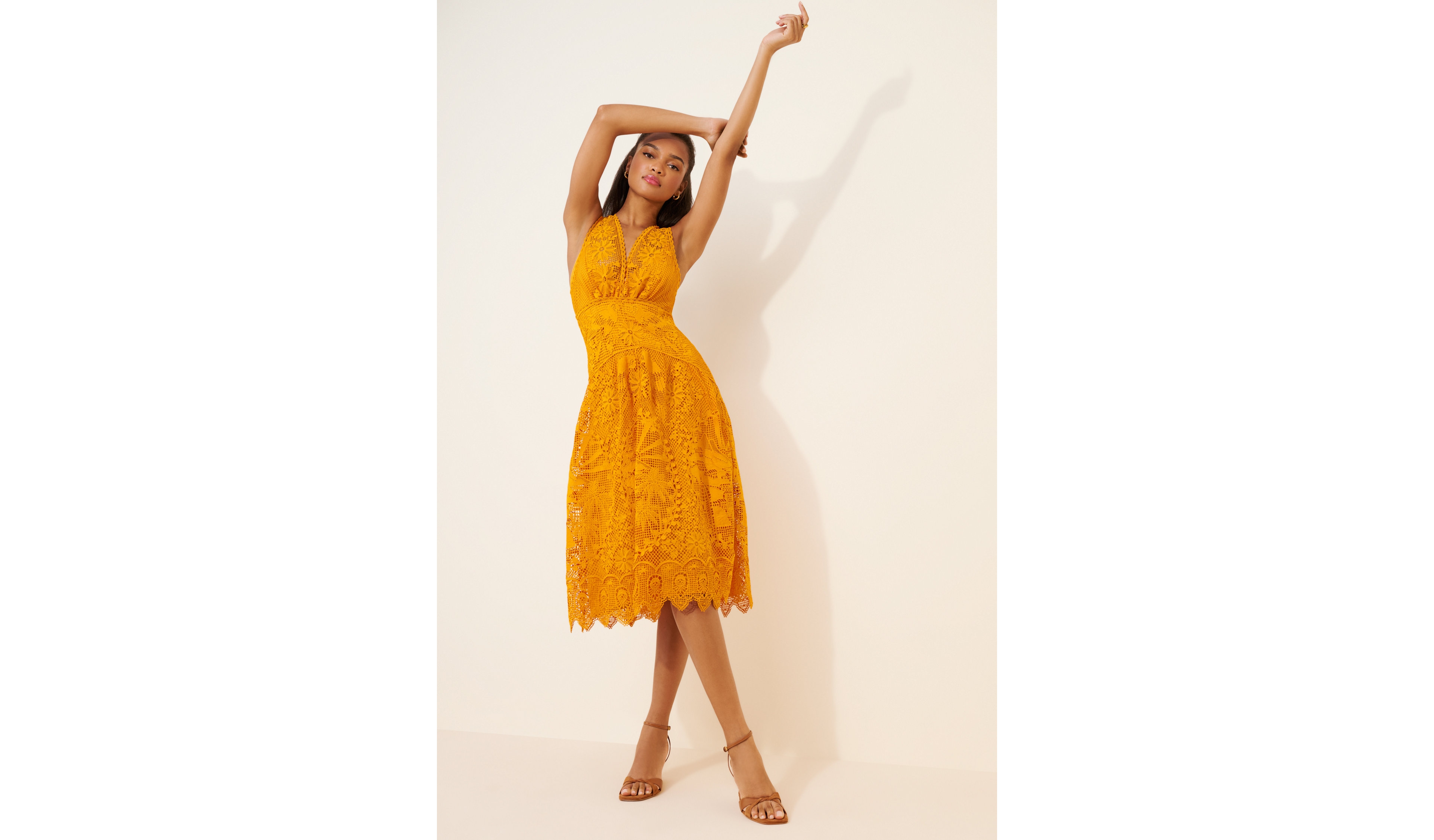 FARM Rio Sleeveless Lace Midi Dress