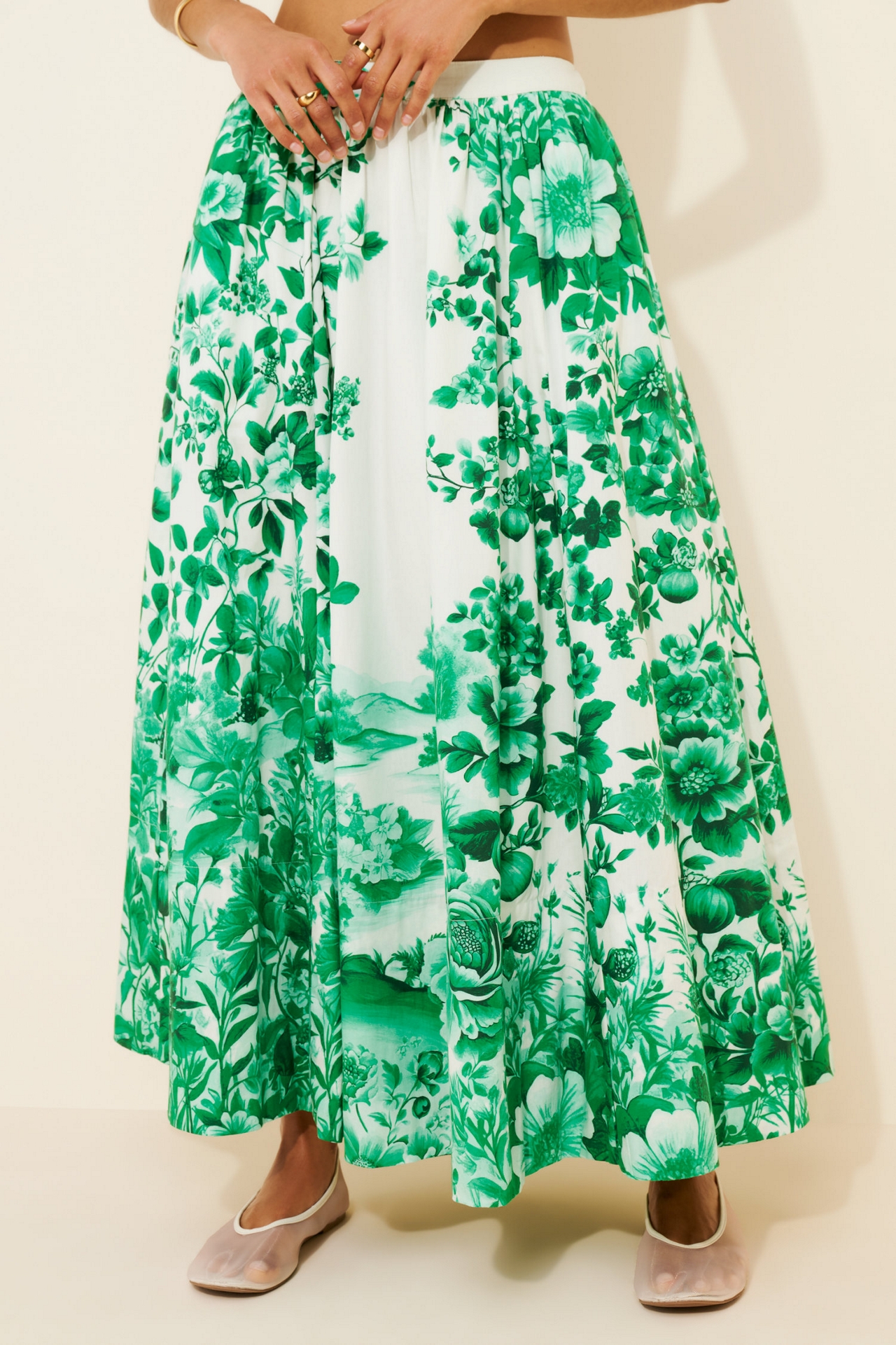 Maeve The Jacie Poplin Printed Midi Skirt