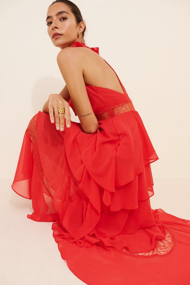 Tiered High-Low V-Neck Dress #4