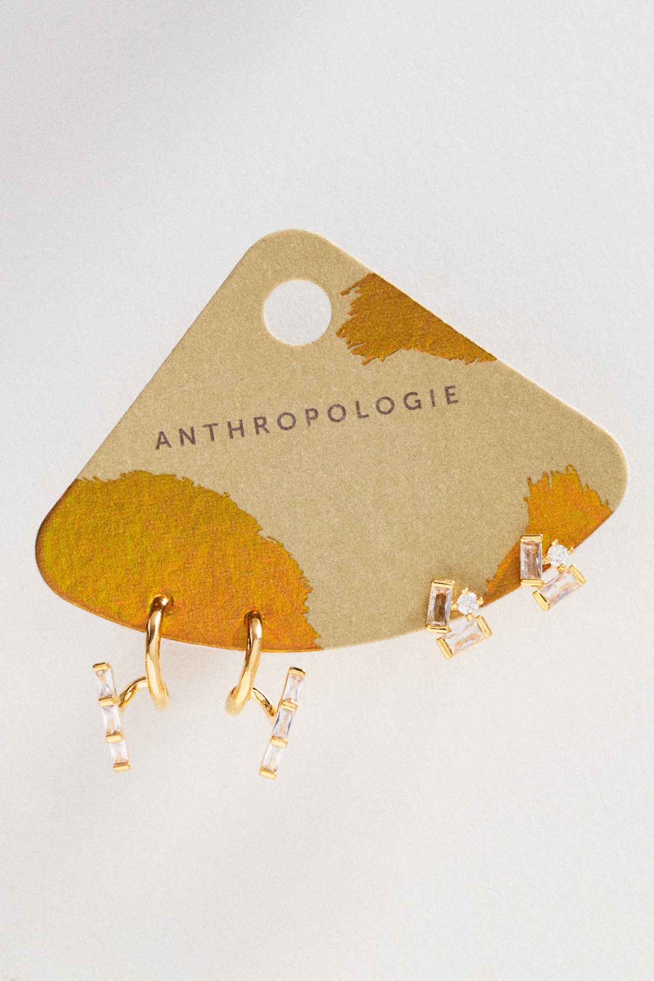 Geometric Crystal Huggie Earrings, Set of 2