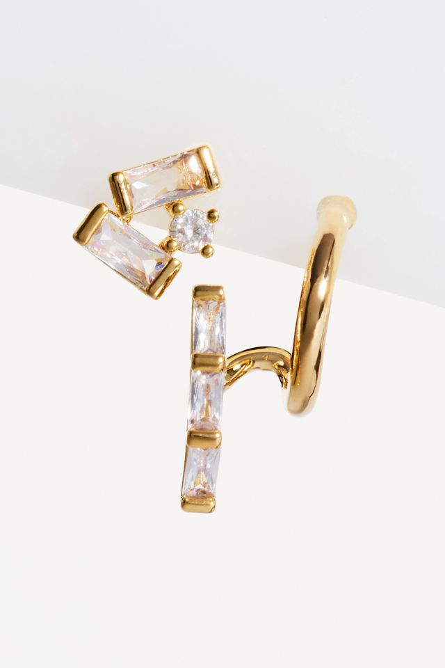 Geometric Crystal Huggie Earrings, Set of 2 #2