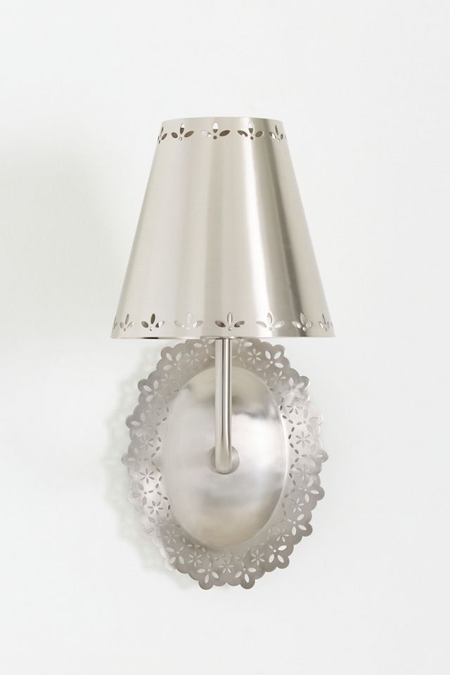 Lacie Lace Trimmed Antique Nickel Sconce #1