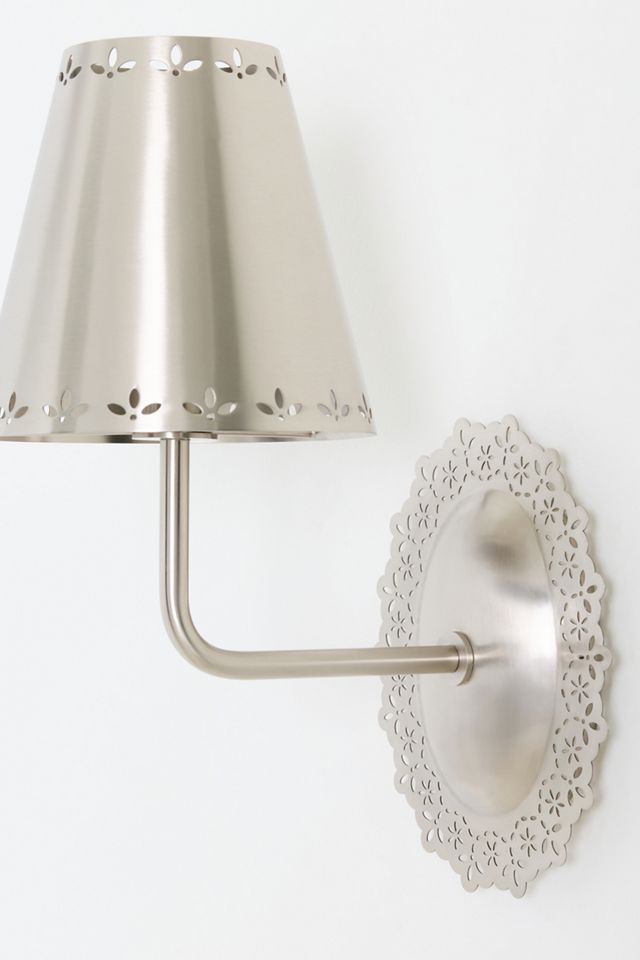 Lacie Lace Trimmed Antique Nickel Sconce #2