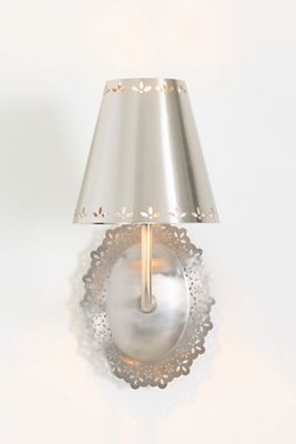 Lacie Lace Trimmed Antique Nickel Sconce