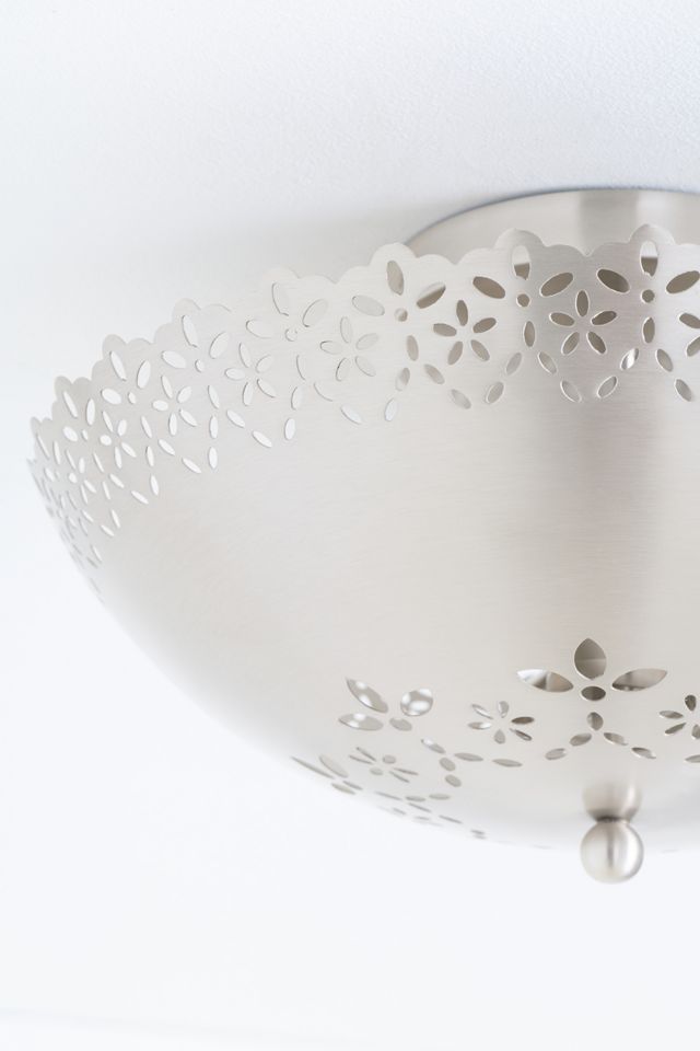 Lacie Lace Trimmed Antique Nickel Flush Mount #2