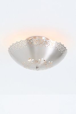 Lacie Lace Trimmed Antique Nickel Flush Mount