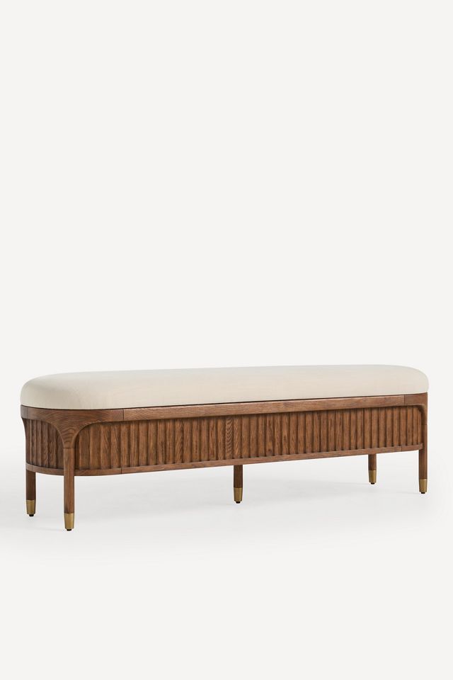 Isla Fluted-Wood Upholstered Bench #1