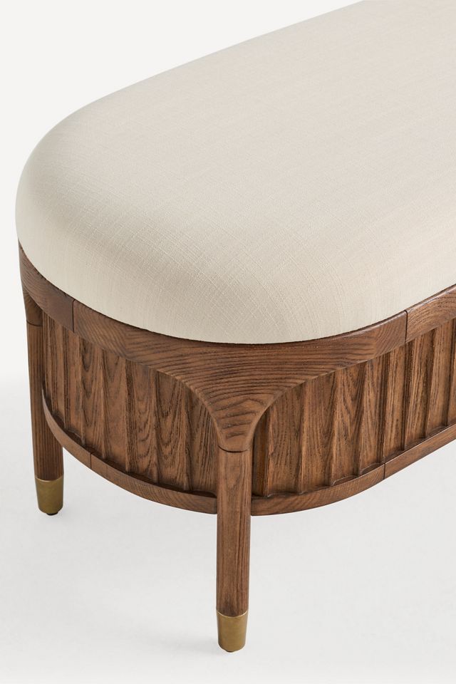 Isla Fluted-Wood Upholstered Bench #2