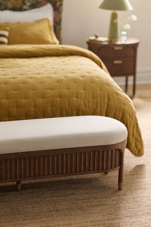 Isla Fluted-Wood Upholstered Bench #3