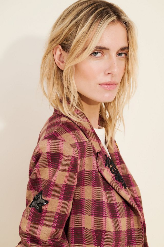 Avec Les Filles Plaid Pin Blazer Jacket #3