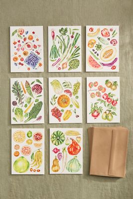 Seasonal Produce Greeting Cards, Set of 8