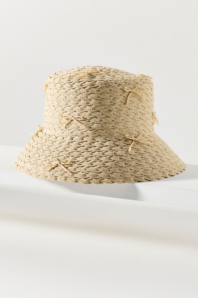 San Diego Hat Co. Rosie Straw Bow Bucket Hat #2