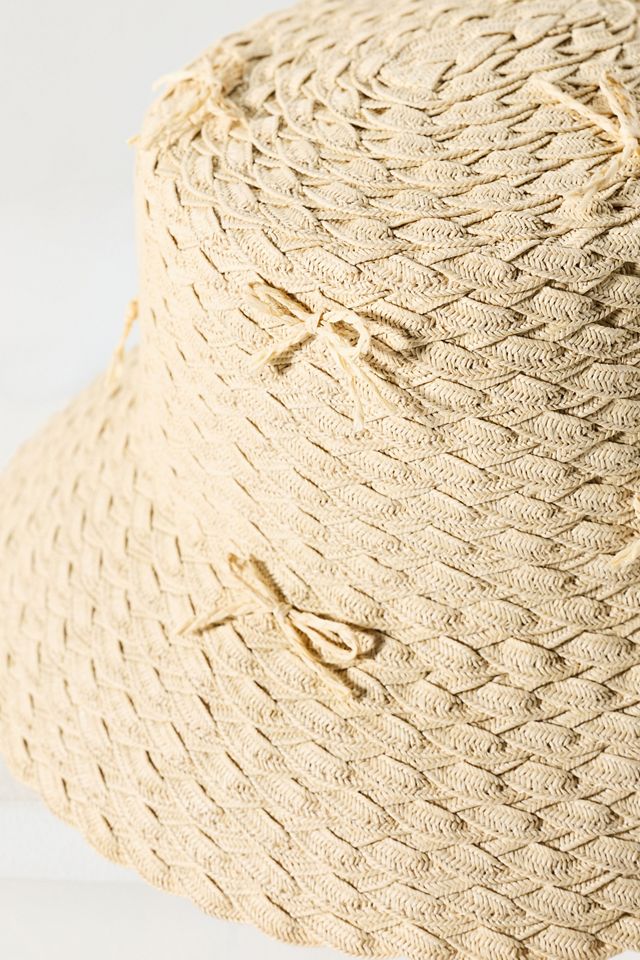 San Diego Hat Co. Rosie Straw Bow Bucket Hat #3