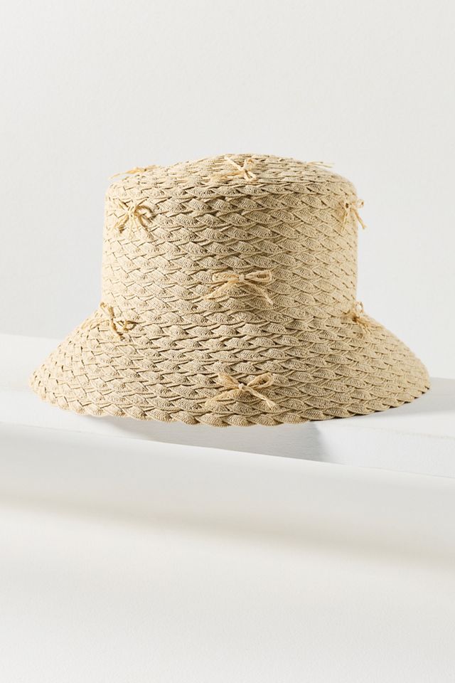 San Diego Hat Co. Rosie Straw Bow Bucket Hat #1