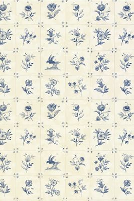 Azulejo Tile Floral Blue Peel-and-Stick Wallpaper