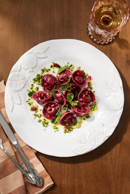 Anthropologie Pomegranate Italian Earthenware Dinner Plates, Set Of 4 In White