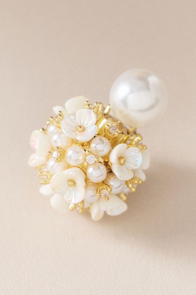 Ivory Cluster Pearl Earrings #1