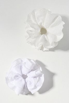 By Anthropologie Eyelet & Gingham Scrunchies, Set of 2