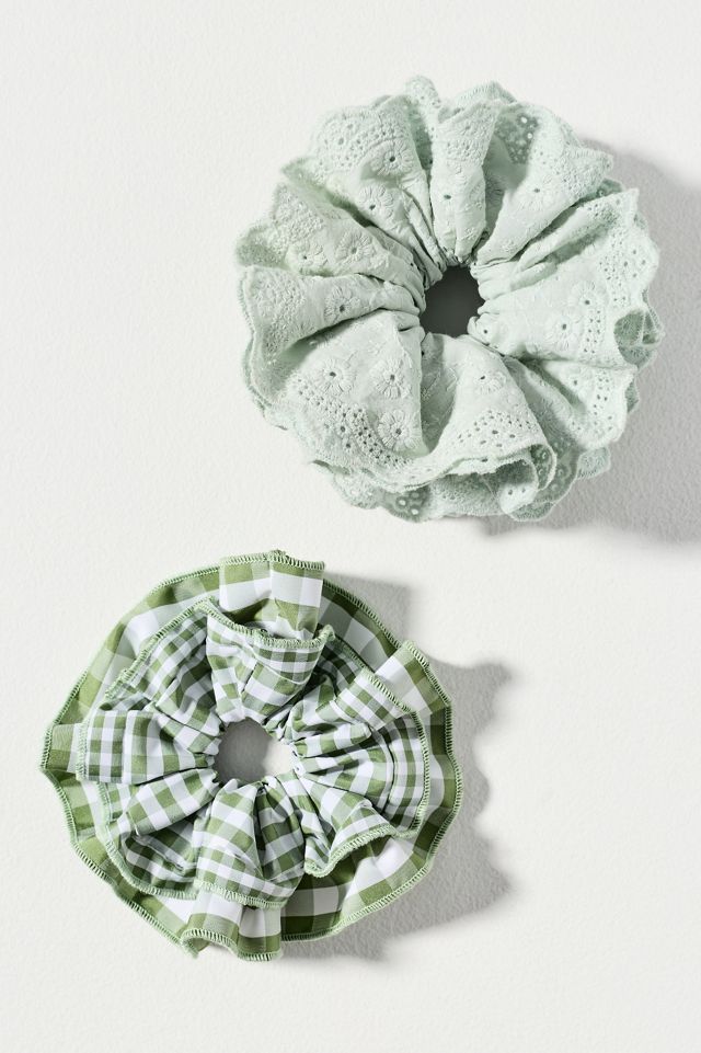 By Anthropologie Eyelet & Gingham Scrunchies, Set of 2 #2