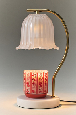 Anthropologie Light Glass Candle Warmer Lamp In Gold