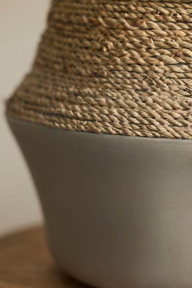 Cement + Seagrass Jar Planter #1