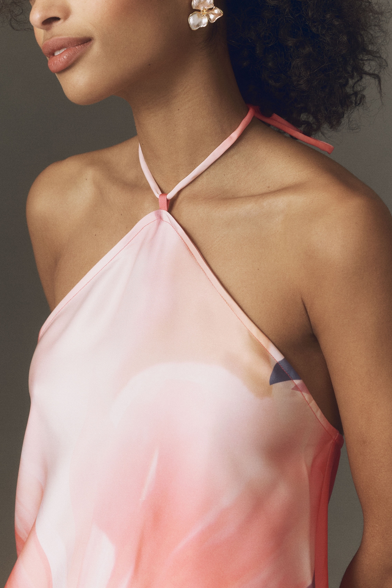 BHLDN Floral Haltern-Neck Maxi Dress