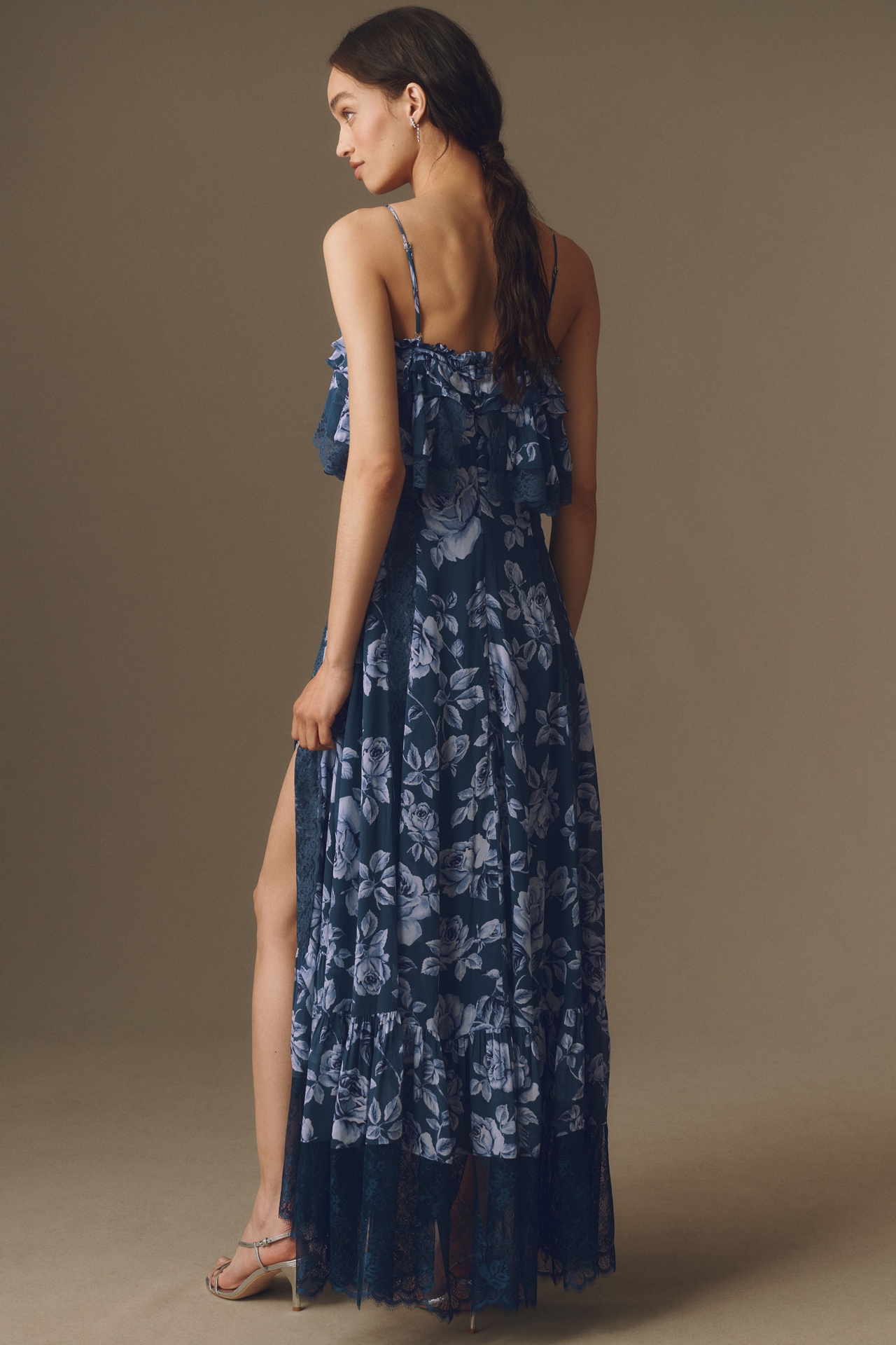 BHLDN Ruffle Lace-Trim Maxi Dress