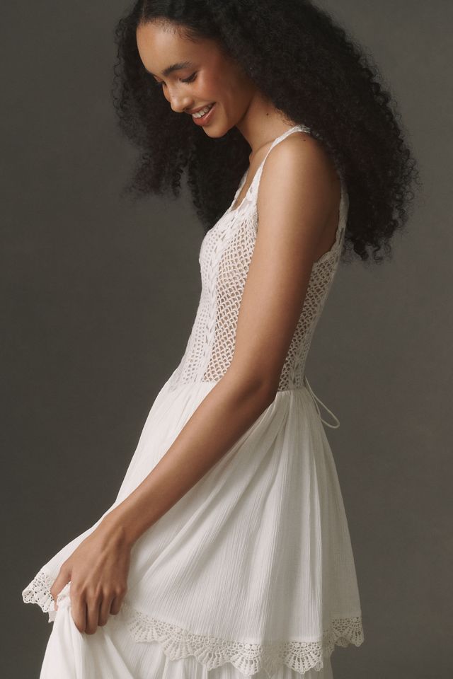 BHLDN Cotton Crochet Tiered Maxi Dress #1