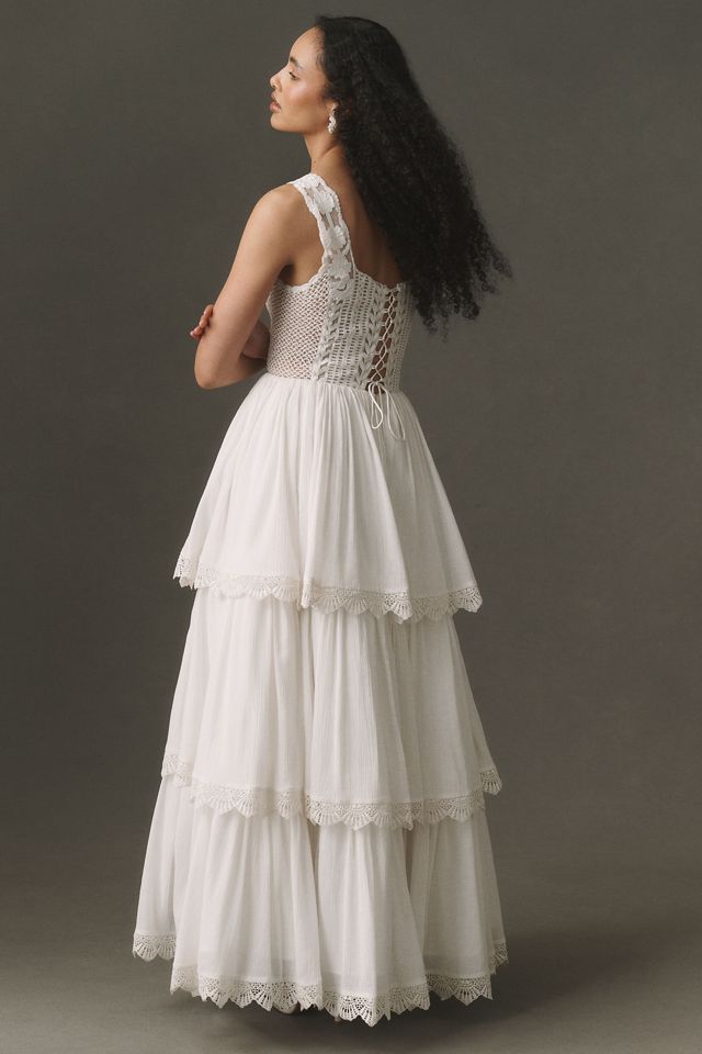 BHLDN Cotton Crochet Tiered Maxi Dress #2