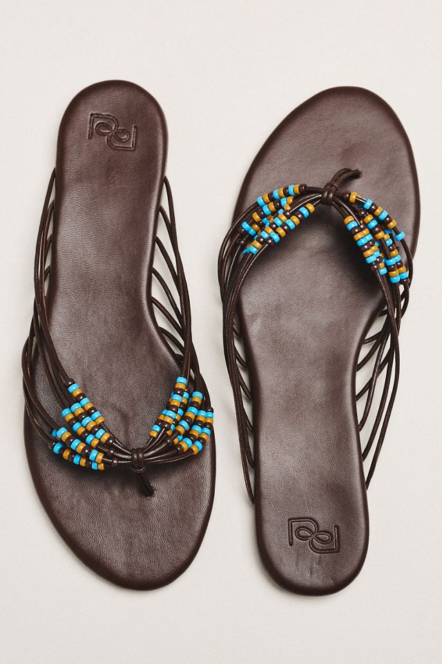 Reformation Jessica Beaded Flip-Flop Sandals #1