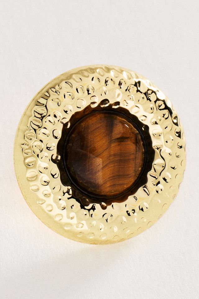 By Anthropologie Tiger's Eye Button Post Earrings #1