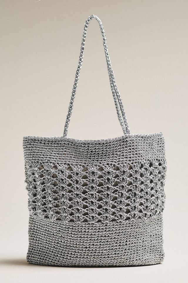 Woven Metallic Slouchy Tote Bag #1