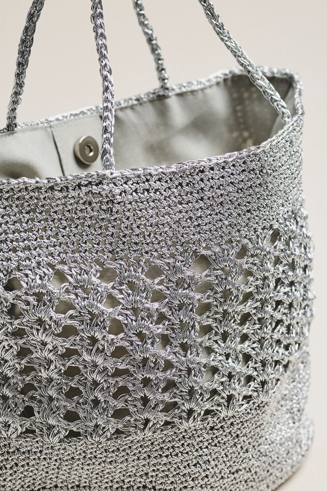 Woven Metallic Slouchy Tote Bag #2