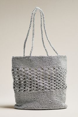 Woven Metallic Slouchy Tote Bag
